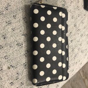 Black and white polka dot wallet
